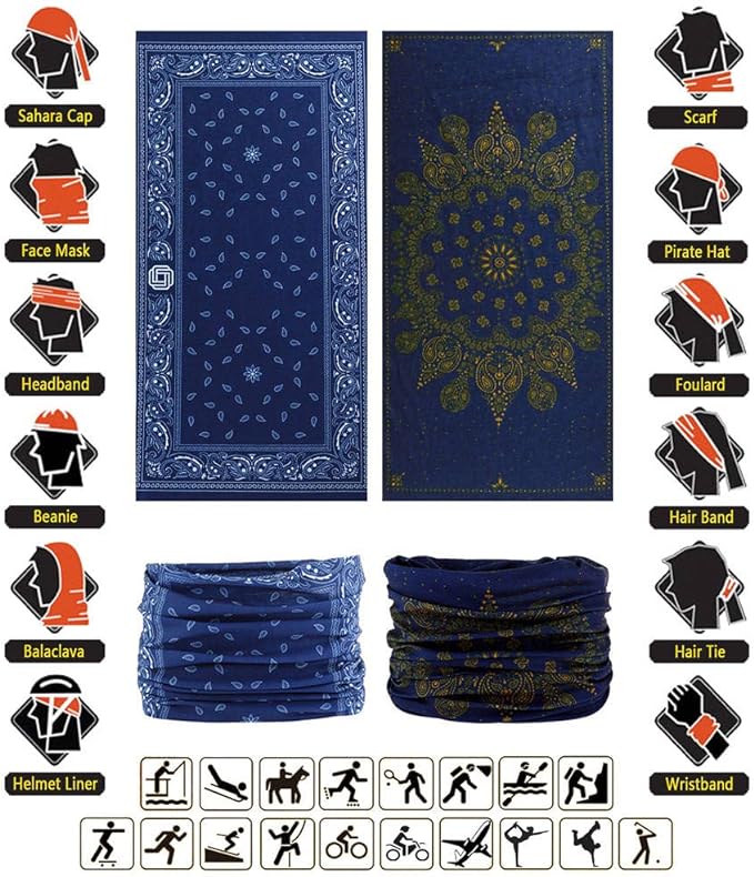 Headband Neck Gaiter Head Wrap Headwear Face Mask Magic Scarf Bandana for Men and Women
