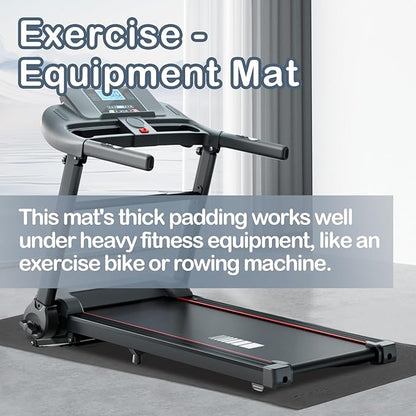 Treadmill Mat for Exercise Equipment – 72" x 48" Rubber Floor Protector Mat for Home Gym, Bike, Rowing Machine – Anti-Slip PVC, Easy to Clean, Workout or Garage Gym Flooring