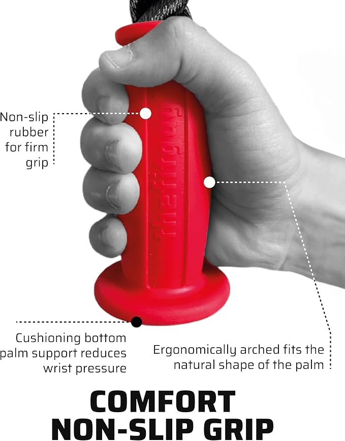 Ergonomic Grip Single Tricep Rope Cable Attachment, 16.5” Length, Comfort Nonslip, Reducing Wrist Pressure & Rubs, Easy to Clean, Gym Pull Machine Accessory for Cable Machines and Smart Gyms