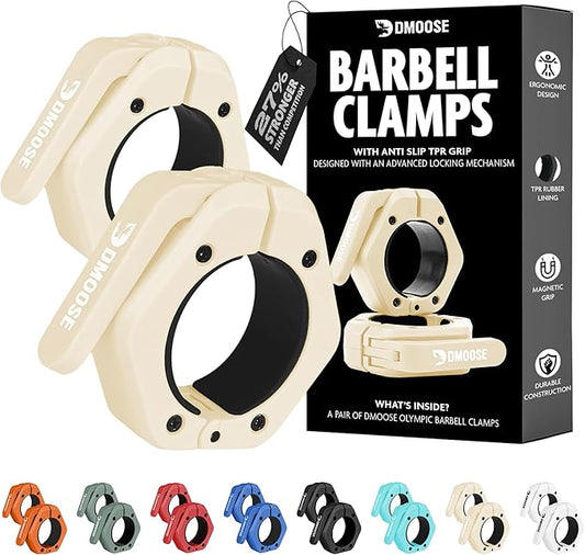 DMoose Fitness Barbell Clips 2 Inch (Pair) - Quick Release Olympic Barbell Clamps & Collars with Anti Slip TRP Grip for Secure Weightlifting and Powerlifting - Weight Clips for Bars at Home or Gym