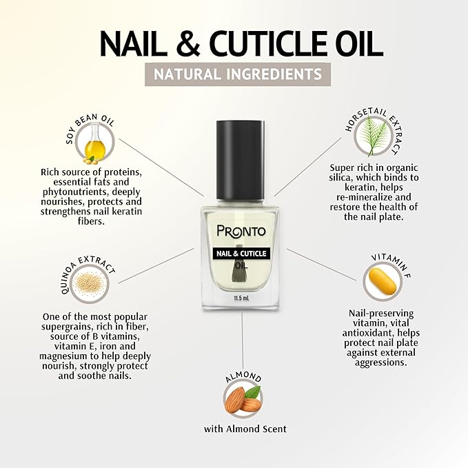 Pronto 8 Oz 100% Pure Acetone Nail Polish Remover and Cuticle Oil, Pure Acetone for All Nail Polish Types including Gel, Acrylic & Sculptured Nails, Gel Nail Polish Remover and Nail Repair, Duo Pack