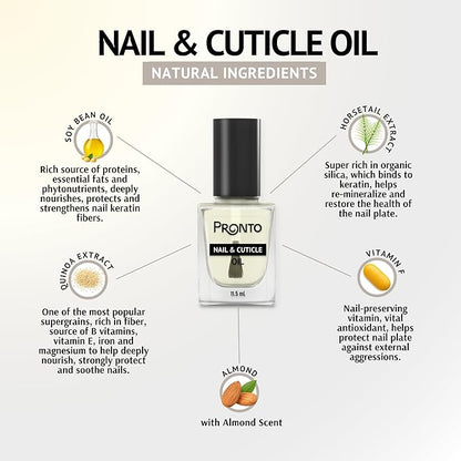 Pronto 8 Oz 100% Pure Acetone Nail Polish Remover and Cuticle Oil, Pure Acetone for All Nail Polish Types including Gel, Acrylic & Sculptured Nails, Gel Nail Polish Remover and Nail Repair, Duo Pack
