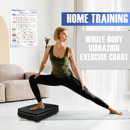 Whole Body Vibration Plate Exercise Poster, Fitness Workout Guide with 30 day Training Chart