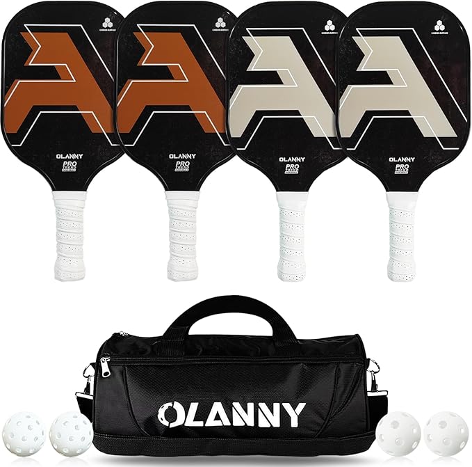 Graphite Pickleball Paddles Set- Premium Rackets Fiber Face & Polymer Honeycomb Core Pickleball Set Includes Pickleball Paddles + Pickleball Balls+ Replacement Soft Grip + 1 Bag