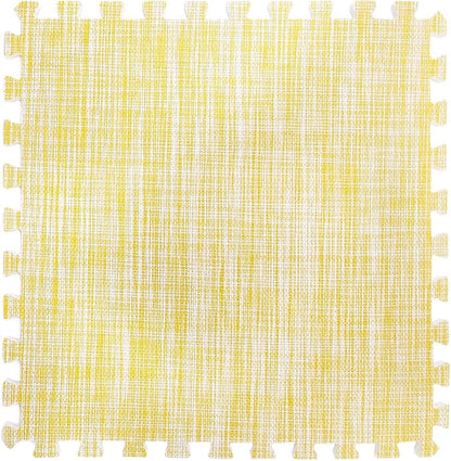 9 Tiles Interlocking Foam Mats 0.4inch Thickness Foam Floor Mats for Home Gym, Fitness, Exercise, Flooring Surface Protection EVA Foam Floor Padding with Border（Yellow）