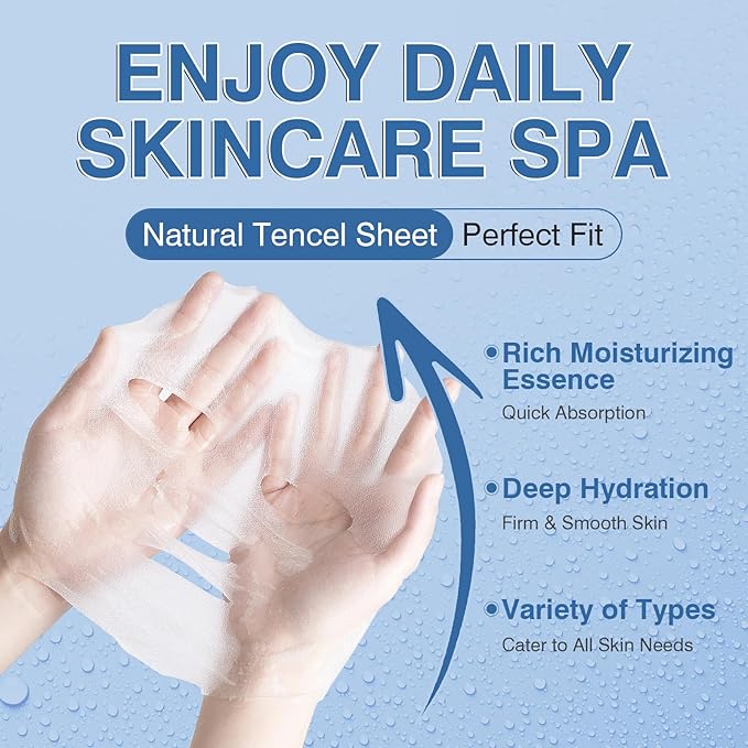 6 Pack Face Masks Skincare for Women, Hydrating & Nourishing Facial Masks for All Skin Types, Gentle Face Masks for Sensitive Skin, Bulk Spa Facial Mask Gift Set