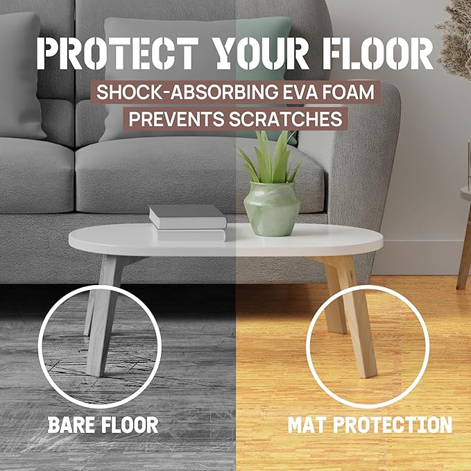 Yes4All 48SQ.FT Wood Grain Puzzle Exercise Mat Protective Flooring, EVA Interlocking Foam Floor Tiles with Border for Home