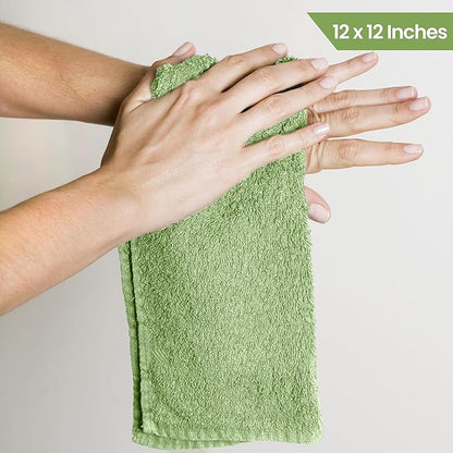 Utopia Towels 24 Pack Cotton Washcloths Set, 100% Ring Spun Cotton, Premium Quality Flannel Face Cloths, Highly Absorbent and Soft Feel Fingertip Towels, Sage Green