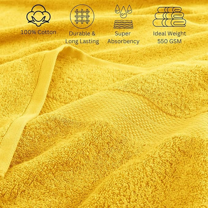 LANE LINEN 100% Cotton Bathroom Towel Set - 24 Pc - Ringspun, Quick Dry, Soft & Highly Absorbent - 2 Bath Sheet, 4 Bath, 6 Hand Towel, 8 Washcloth, 4 Fingertip - Remains Fluffy After Washing - Mimosa