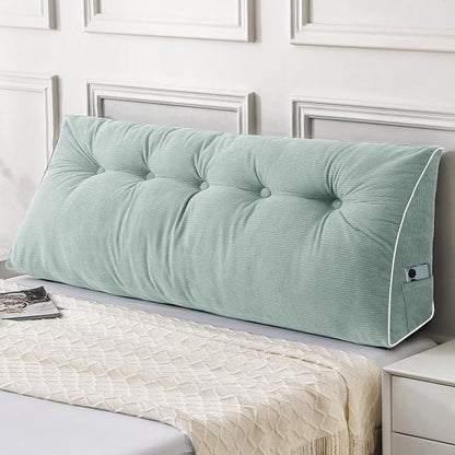 Sasttie Headboard Pillow King, Wedge Pillow Headboard for Sitting Up in Bed, Back-Rest Support Triangular Cushion for Reading - Features Removable Washable Cover, Mint Green