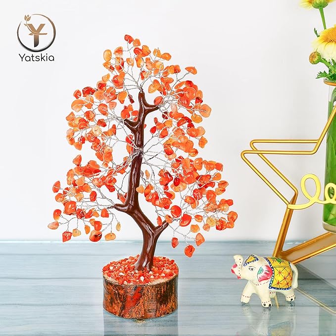 YATSKIA Carnelian Crystal Tree of Life - Bonsai Tree - Feng Shui Home Decor - Crystal Stones - Home Office Decor - Crystals Gifts for Women