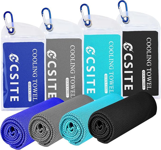 4 Pack Cooling Towels (47"x12") for Neck and Face, Ice Towel for Hot Weather, Soft Breathable Chilly Gym Towels, Microfiber Towel for Work Out, Yoga, Running, Camping & More Activities