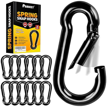 12Pcs 2In Spring Snap Hooks, Utility Hook Clip, Heavy Duty Rope Connector, Quick Link Snap Hooks for Indoor and Outdoor, Hanging, Camping, Fishing, Hiking (12Pcs 2In)