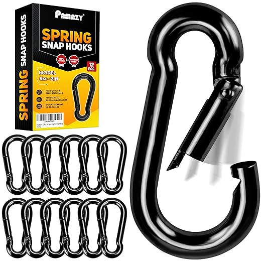 12Pcs 2In Spring Snap Hooks, Utility Hook Clip, Heavy Duty Rope Connector, Quick Link Snap Hooks for Indoor and Outdoor, Hanging, Camping, Fishing, Hiking (12Pcs 2In)
