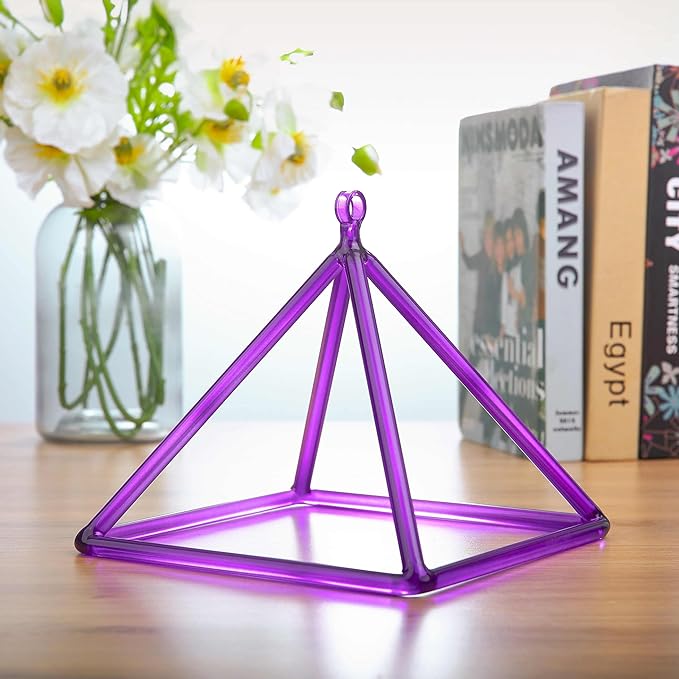 TOPFUND 6" Purple Crystal Singing Pyramid Sound Therapy Instrument with Carrying Case and Quartz Suede Mallet