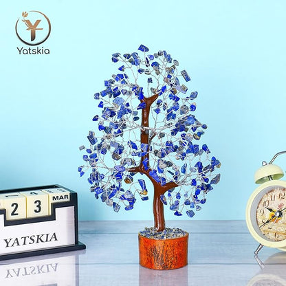 YATSKIA Lapis Lazuli Crystal - Crystal Tree - Feng Shui Decor - Tree of Life - Meditation Accessories - Desk Decorations, Spirtual Things, Good Luck Gifts