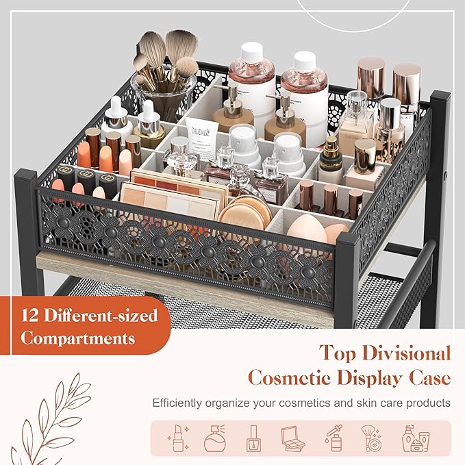 Makeup Organizer, Large Skincare Organizers, Make Up Organizers for Vanity, Makeup Storage Cosmetic Organizer with Drawer, Bathroom Vanity Organizer Makeup Holder Cart for Skin Care Hair Tool Beauty