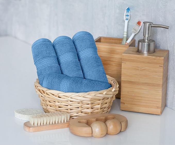 Utopia Towels 8 Piece Premium Towel Set, 2 Bath, 2 Hand, and 4 Wash Cloths, 600 GSM 100% Ring Spun Cotton, Highly Absorbent Towels for Bathroom, Gym, Hotel, and Spa, Electric Blue
