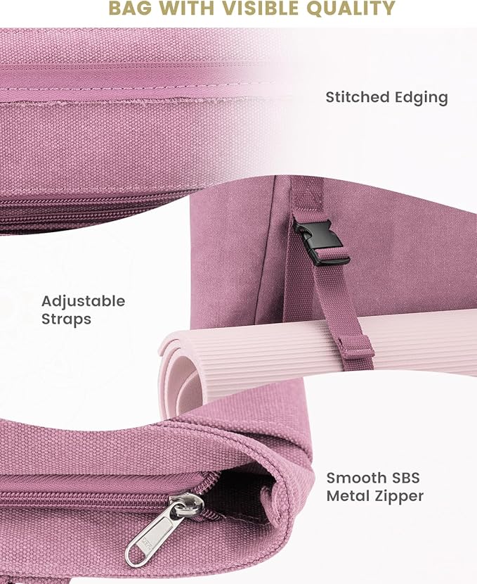 Gonex Yoga Mat Bag, Yoga Gym Bag Tote Bag with Multi Pockets For Women Men, Canvas Yoga Mat Carrier Take in Out Mat Easily For Pilates Travel Workout Office
