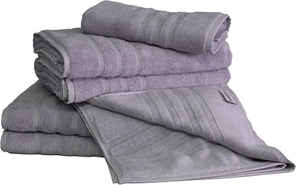 Mosobam Luxury Turkish 6pc Mixed Bath Bundle 2 Sizes for Body Towels and 2 for Mats Lavender Aura 700 GSM & 1000 GSM Bamboo Viscose & Aegean Turkish Combed Cotton