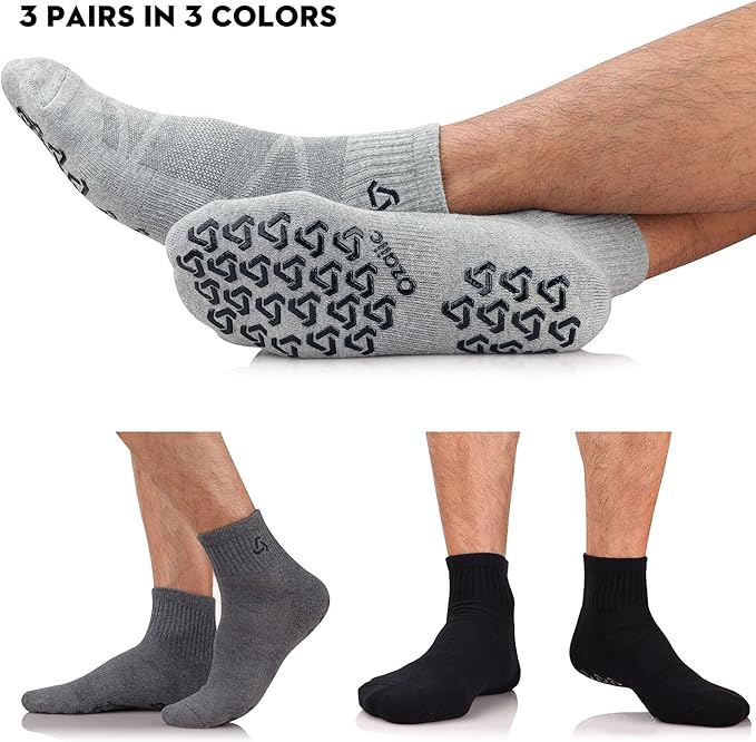 Ozaiic Non Slip Socks Grip for Yoga Home Workout Pure Barre, Pilates, Hospital, Ideal Cushion Socks for Men and Women