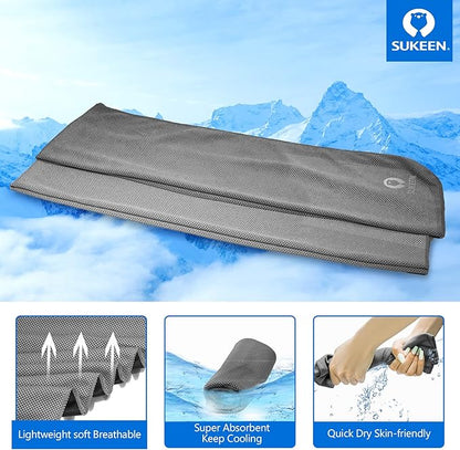 Sukeen 4 Pack Cooling Towel (40"x12"), Ice Towel, Soft Breathable Chilly Microfiber Towel for Yoga, Sport, Running, Gym, Workout, Camping, Fitness, Workout & More Activities (Dark Grey)