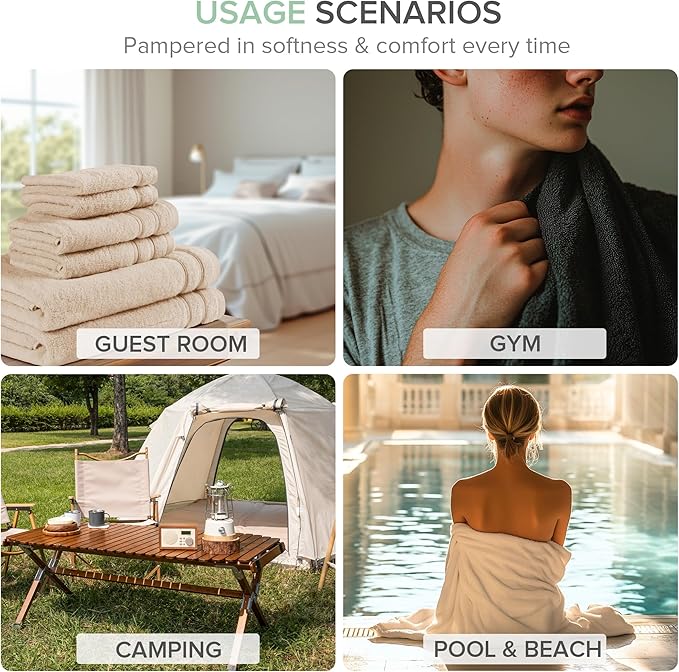 Comfort Spaces Extra Large Bath Towel Set of 4 Piece 30x60 Bath Sheet Set Shower Towel Beach Towel 100% Cotton Bathroom Towel Set Quick Dry Oversized Highly Absorbent Soft 400GSM Seafoam Green