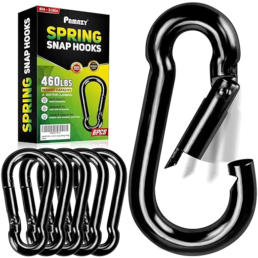 6Pcs 3.15In Spring Snap Hooks 460LBS Capacity, Utility Hook Clip, Heavy Duty Rope Connector, Quick Link Snap Hooks for Indoor & Outdoor, Hanging, Camping, Fishing, Hiking