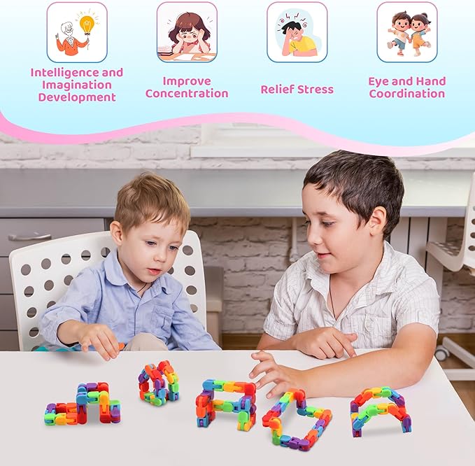 30PCS Rainbow Fidget Toy Wacky Tracks Snap and Click Sensory Toys,Finger Sensory Toys, -Party Favors,Goodie Bag,Classroom Prizes Reward,School Fidgets for Students Gifts Stocking Stuffers