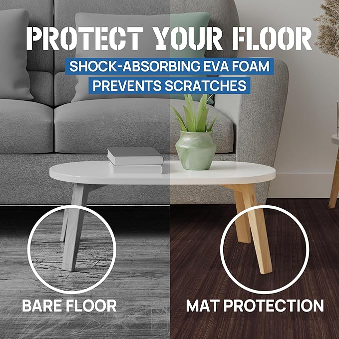 Yes4All 48SQ.FT Wood Grain Puzzle Exercise Mat Protective Flooring, EVA Interlocking Foam Floor Tiles with Border for Home