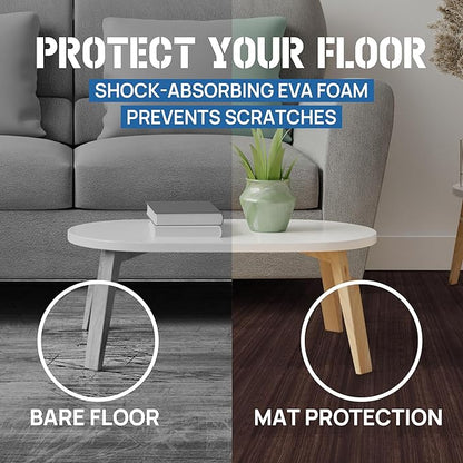 Yes4All 48SQ.FT Wood Grain Puzzle Exercise Mat Protective Flooring, EVA Interlocking Foam Floor Tiles with Border for Home