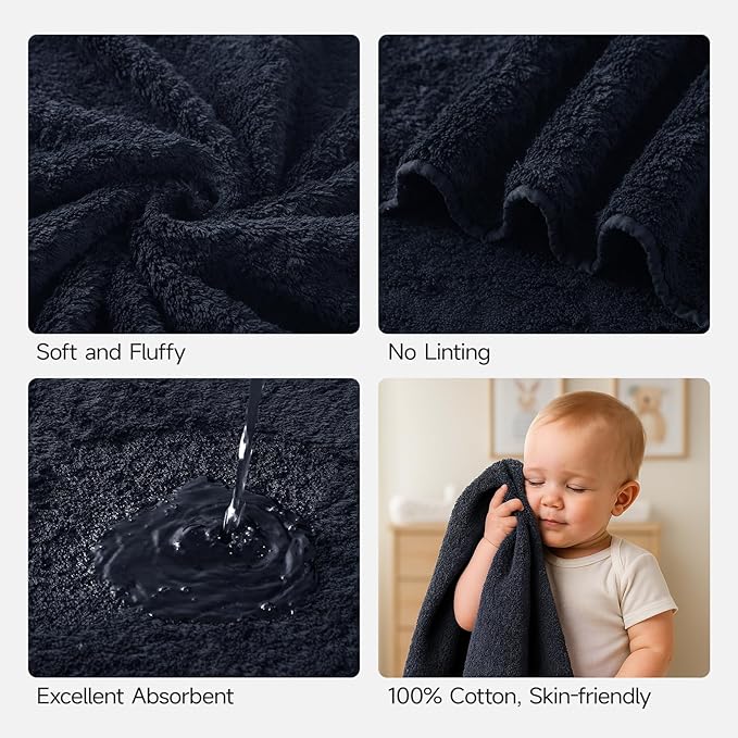 REDKISS 2 Piece Luxury Bath Towel Set - 31x62 inch Oversized Thick Bath Sheet, 100% Cotton, 900 GSM, Super Soft, Highly Absorbent, Quick Dry Large Black Bath Towels, Ideal for Bathroom, Pool, Gym, Spa