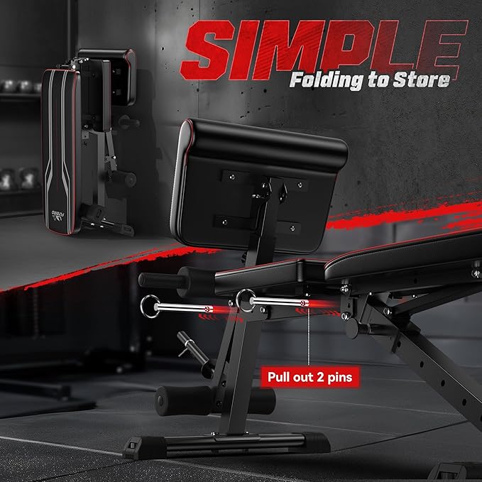 FLYBIRD 3 in 1 Adjustable Weight Bench with Leg Extension & Preacher Curl Pad for Full Body Workout, 800LBS Foldable Exercise Bench at Home Gym, Portable Lifting Incline Decline Flat Strength Training