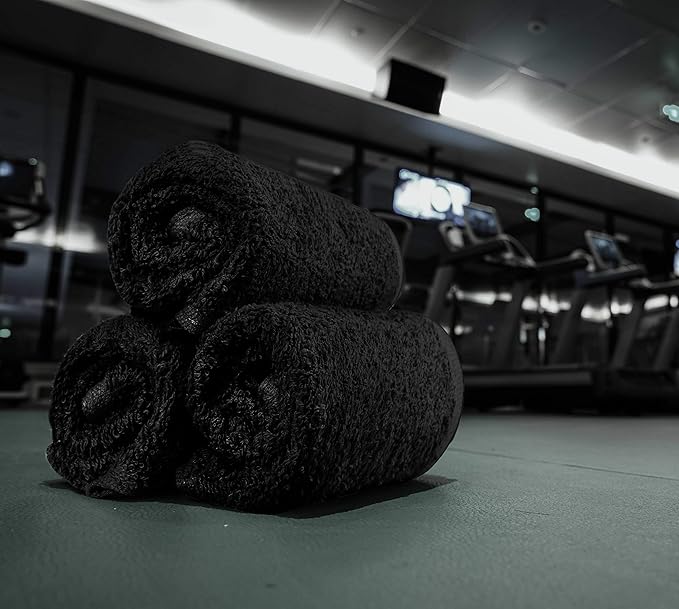 Utopia Towels 12 Pack Cotton Washcloths Set, 100% Ring Spun Cotton, Premium Flannel Face Cloths, Highly Absorbent and Soft Feel Fingertip Towels, Black