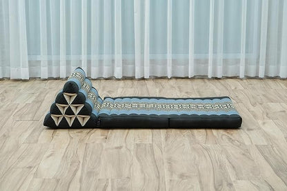 LEEWADEE 2-Fold Mat with Triangle Cushion – Comfortable TV Pillow, Foldable Mattress with Cushion Made of Eco-Friendly Kapok, 45 x 20 inches, Blue