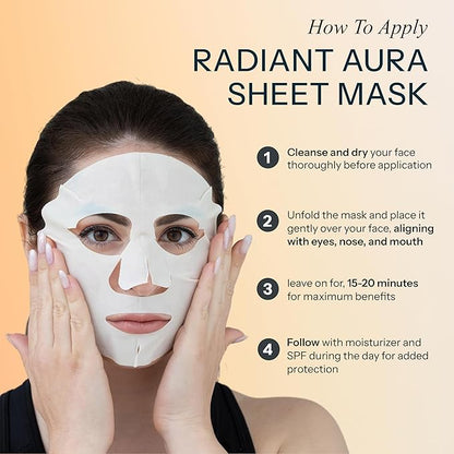Face Sheet Mask with Vitamin C & E - Dermatologist Tested Korean Beauty Mask for Brightening & Deep Hydration - Premium Facial Treatment for Glowing & Rejuvenated Skin - 5 Pack