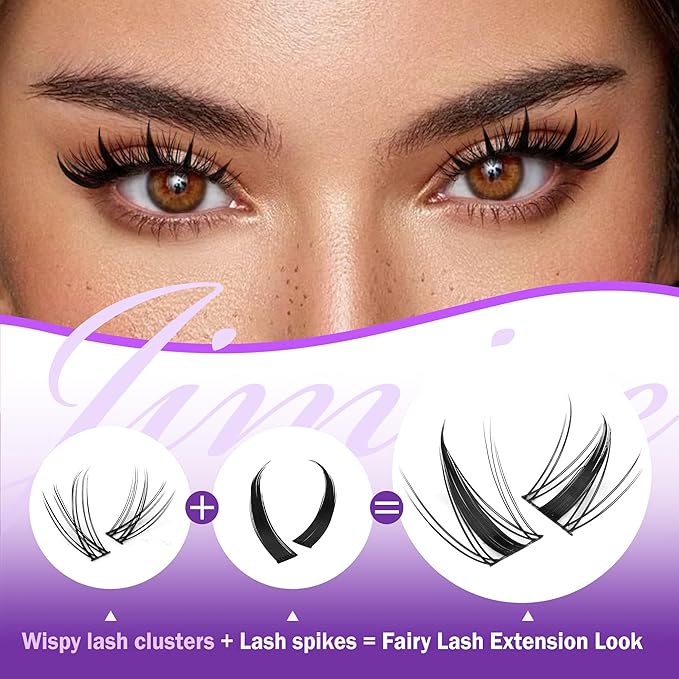 Manga Lash Clusters Eyelash Clusters Wispy 231Pcs D Curl Cluster Eyelash Extensions 11-17MM Wispy DIY Lash Extension Individual Lashes Clusters 2 Styles Lash Spikes by JIMIRE