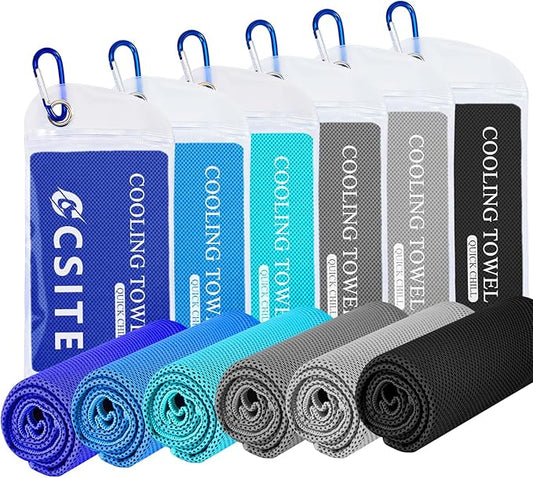 6 Pack Cooling Towels (47"x12") for Neck and Face, Ice Towel for Hot Weather, Soft Breathable Chilly Gym Towels, Microfiber Towel for Work Out, Yoga, Running, Camping & More Activities