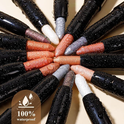 Cream Waterproof Hypoallergenic Eyeshadow Stick, long wear Metallic Glitter Matte Eye Shadow Pencil With Makeup Brush, Eye Brightener, 15 Azalea Shimmer