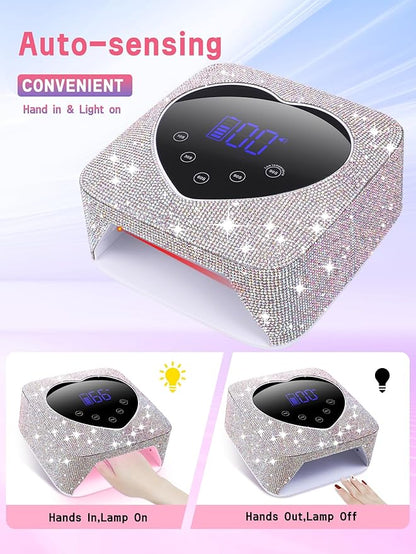 Cordless Gel Nail Lamp, Rechargeable UV LED Nail Dryer for Gel Polish with LCD Display, Auto Sensor and 5 Timer Settings Professional Gel Curing Light for All Gel Nail Polish, Manicure Tools