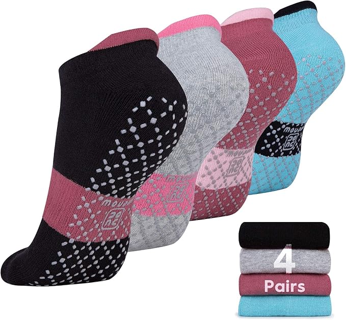unenow Unisex Non Slip Grip Socks with Cushion for Yoga Pilates Barre Home & Hospital