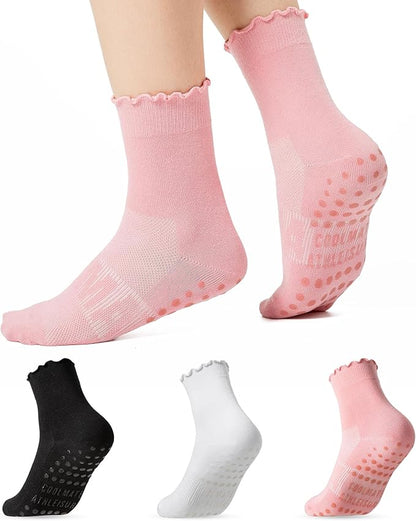 CoolMate Pilates Socks with Grips for Women, Yoga Socks, Crew Non Slip Women for Workout, Barre, Pilates Gifts