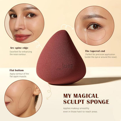 Jessup Makeup Brush Foundation Brush with Makeup Sponge 1pc Kabuki Brush for Liquid, Cream or Flawless Powder Cosmetic Face Boby Brush, T882