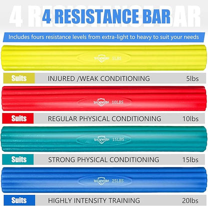 Flex Therapy Bar and Grip Strength Trainers Set, Physical Therapy & Resistance Bar for Golfers Elbow,Tendinitis,Wrist,Forearms Pain, Improve Grip Strength and Relieve Pain