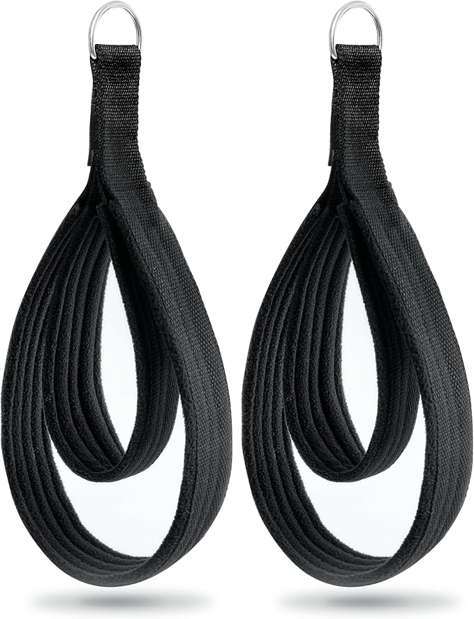 Wonderful Day 2PCS Pilates Straps for Reformer, Comfortable Enhanced Thickness, Fitness D-Ring Double Loop Exercise Straps for Home Gym Workout (Black)