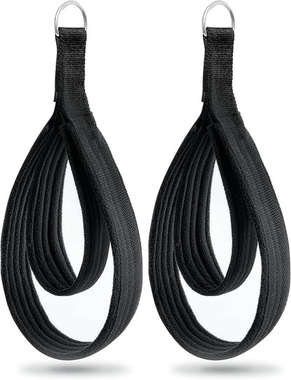 Wonderful Day 2PCS Pilates Straps for Reformer, Comfortable Enhanced Thickness, Fitness D-Ring Double Loop Exercise Straps for Home Gym Workout (Black)