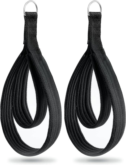 Wonderful Day 2PCS Pilates Straps for Reformer, Comfortable Enhanced Thickness, Fitness D-Ring Double Loop Exercise Straps for Home Gym Workout (Black)