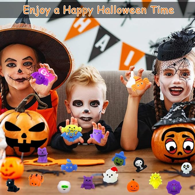 80Pcs Halloween Squishy Toys Mochi Squishy Toy Bulk for Kids, Squishies Fidget Toys Treasure Box Toys for Kids Classroom Halloween Party Favors Goodie Bags Stuffers Gift