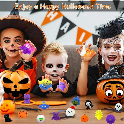 80Pcs Halloween Squishy Toys Mochi Squishy Toy Bulk for Kids, Squishies Fidget Toys Treasure Box Toys for Kids Classroom Halloween Party Favors Goodie Bags Stuffers Gift