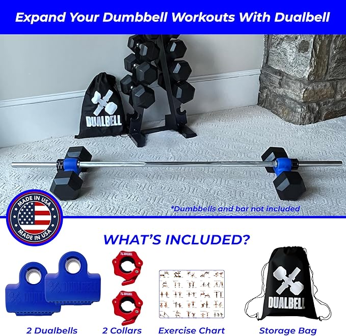 Dumbbell Barbell Converter - Dumbbell Converter Home Gym Equipment, for 1" Standard Bars, Up to 250lb Capacity Barbell Adapters- Versatile Weight Lifting Set, Suitable for Men and Women